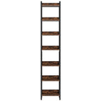 200cm Slim 7-Tier Industrial  Bookshelf - Rustic Wood & Black Metal Display Tower. - Zalynco