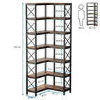 7-Tier Corner Bookshelf Display Storage Rack