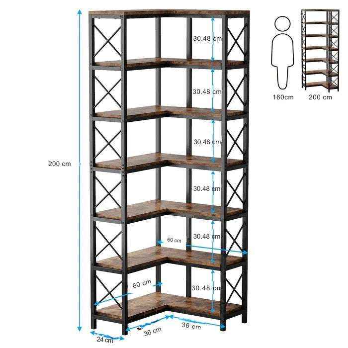 7-Tier Corner Bookshelf Display Storage Rack