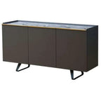 Dark gray sideboard with marble top on a white background