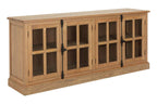 Wooden cabinet with glass doors on a white background