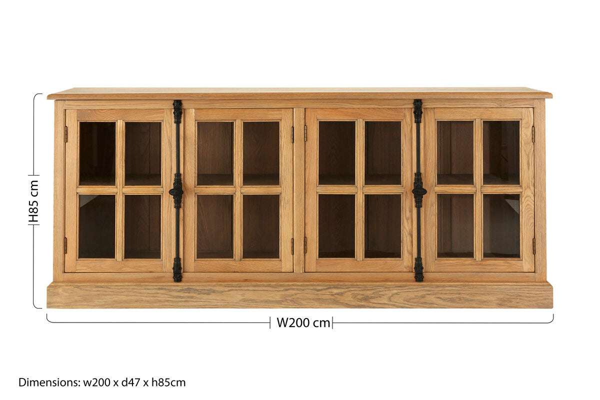 Lyon Grey Wash Oak Wood Sideboard with Glass Doors Secondary image