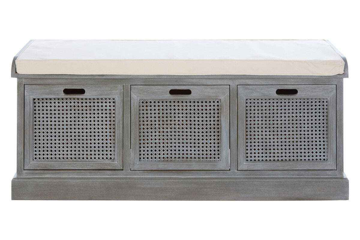 Heritage Grey Wood Storage Bench with 3 Drawers Main image
