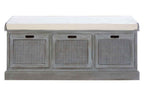 Heritage Grey Wood Storage Bench with 3 Drawers