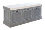 Heritage Grey Wood Storage Bench with 3 Drawers