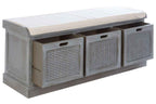 Heritage Grey Wood Storage Bench with 3 Drawers