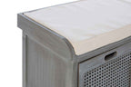 Heritage Grey Wood Storage Bench with 3 Drawers