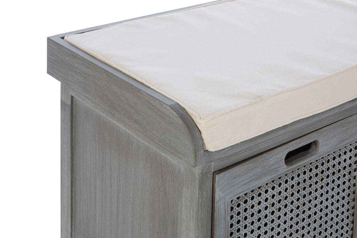 Heritage Grey Wood Storage Bench with 3 Drawers