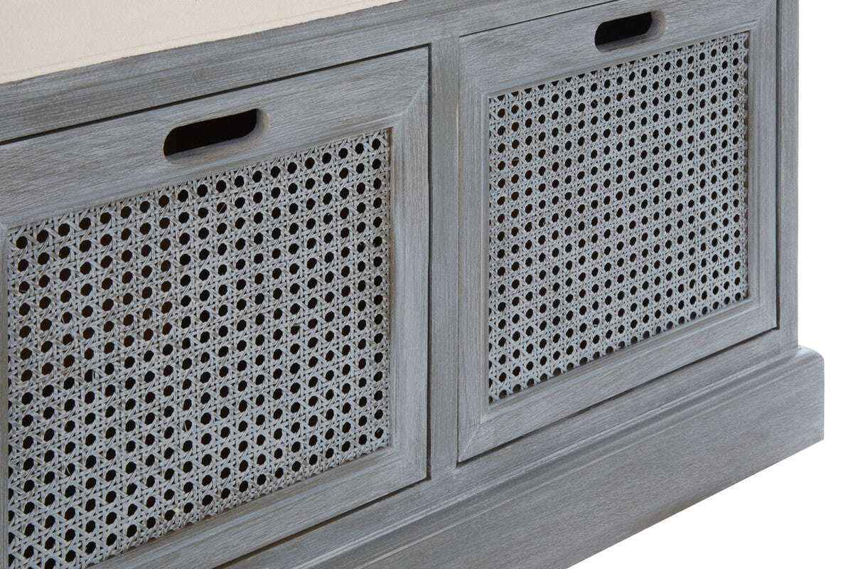 Heritage Grey Wood Storage Bench with 3 Drawers
