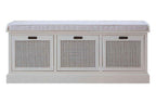 White Three Drawer Storage Bench with Cushion | Heritage