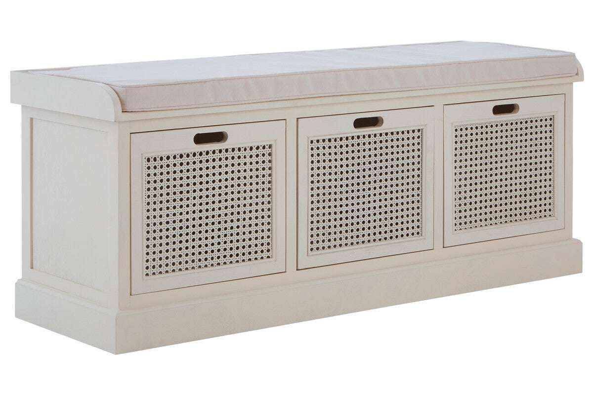 White Three Drawer Storage Bench with Cushion | Heritage Secondary image