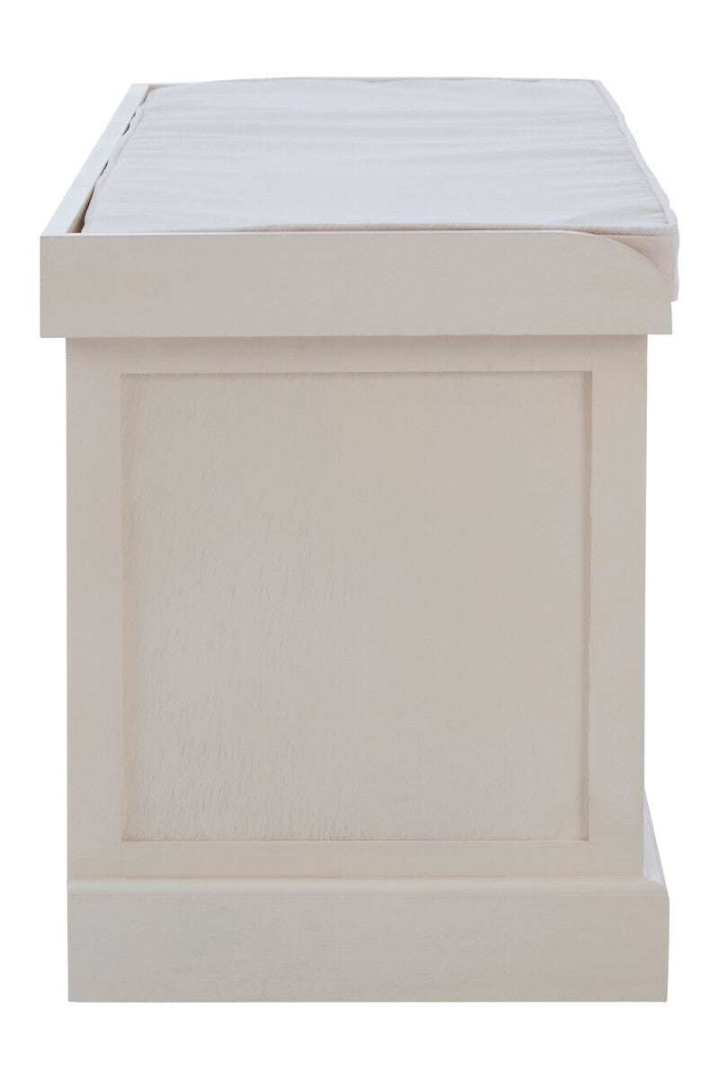 White Three Drawer Storage Bench with Cushion | Heritage - Zalynco