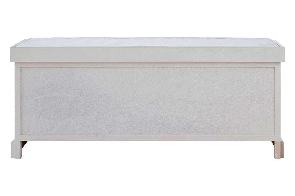 White Three Drawer Storage Bench with Cushion | Heritage - Zalynco