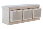 White Three Drawer Storage Bench with Cushion | Heritage