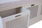 White Three Drawer Storage Bench with Cushion | Heritage