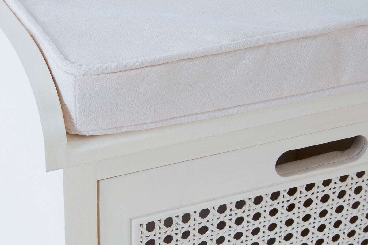 White Three Drawer Storage Bench with Cushion | Heritage - Zalynco