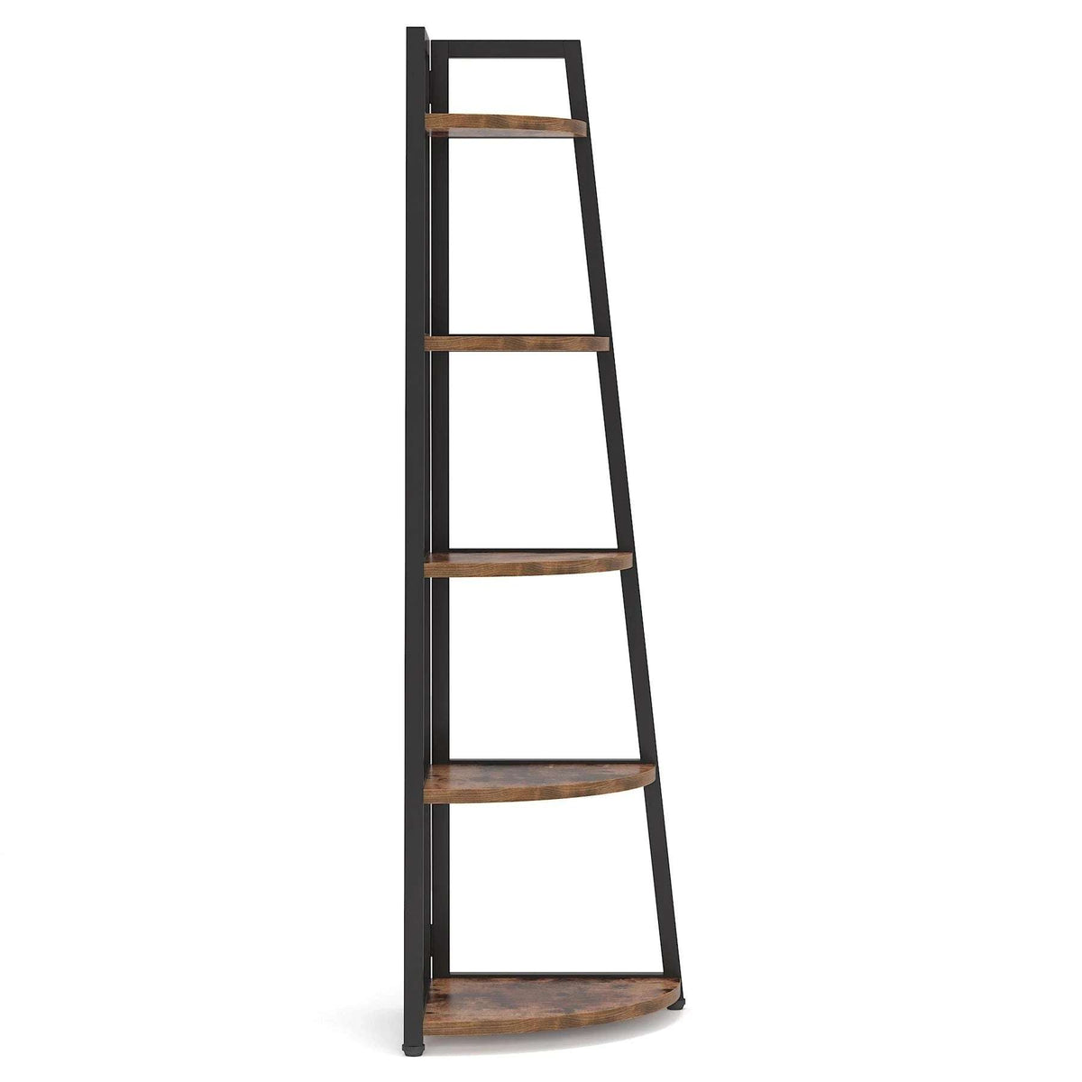 Industrial Corner Bookshelf & Display Rack with Black Metal A-Frame. - Zalynco