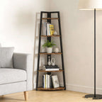 Industrial Corner Bookshelf & Display Rack with Black Metal A-Frame. - Zalynco