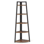 Industrial Corner Bookshelf & Display Rack with Black Metal A-Frame. - Zalynco