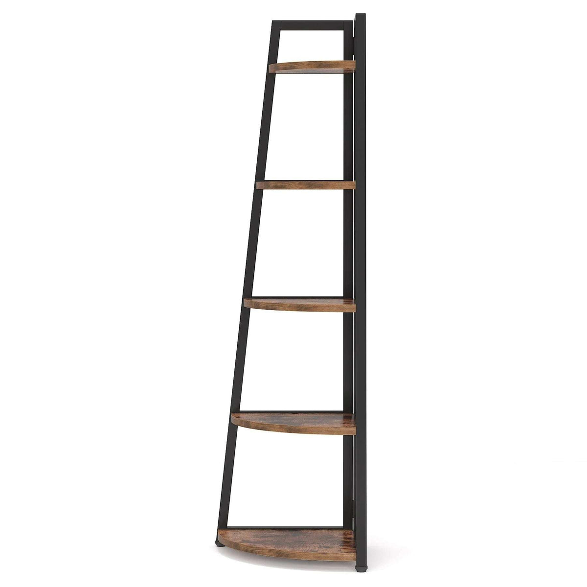 Industrial Corner Bookshelf & Display Rack with Black Metal A-Frame. - Zalynco