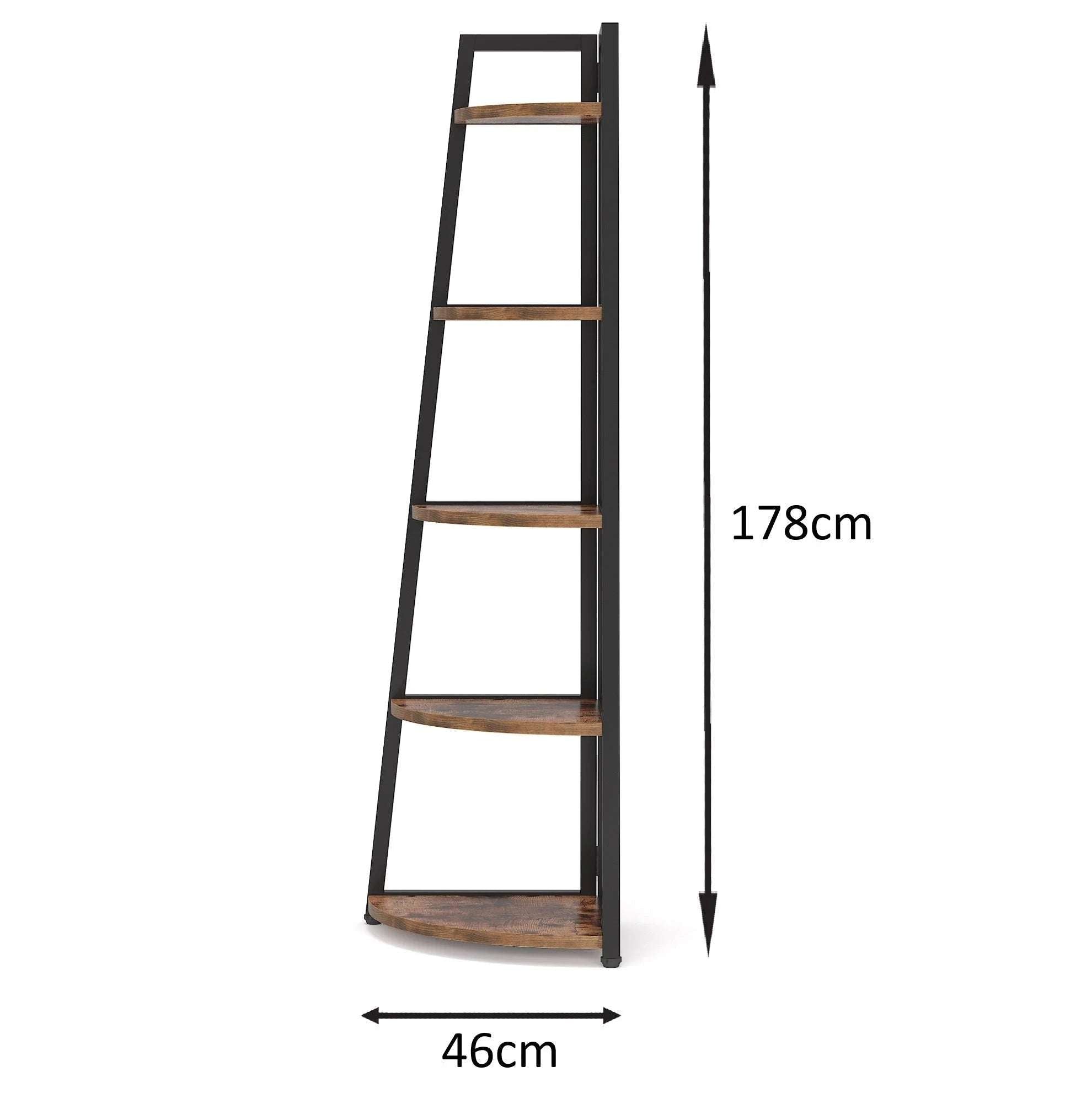 Industrial Corner Bookshelf & Display Rack with Black Metal A-Frame. Secondary image