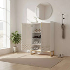 Art Deco Accent Cabinet - White & Gold Luxury Sideboard & Bar Station - Zalynco