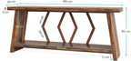 180cm Rustic Walnut Console Table - Entryway & Sofa Table with Geometric Accents