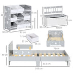 Children's furniture set with dimensions labeled on a white background
