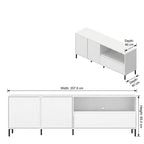 White cabinet with glass panel on a white background showing dimensions 207x65x40