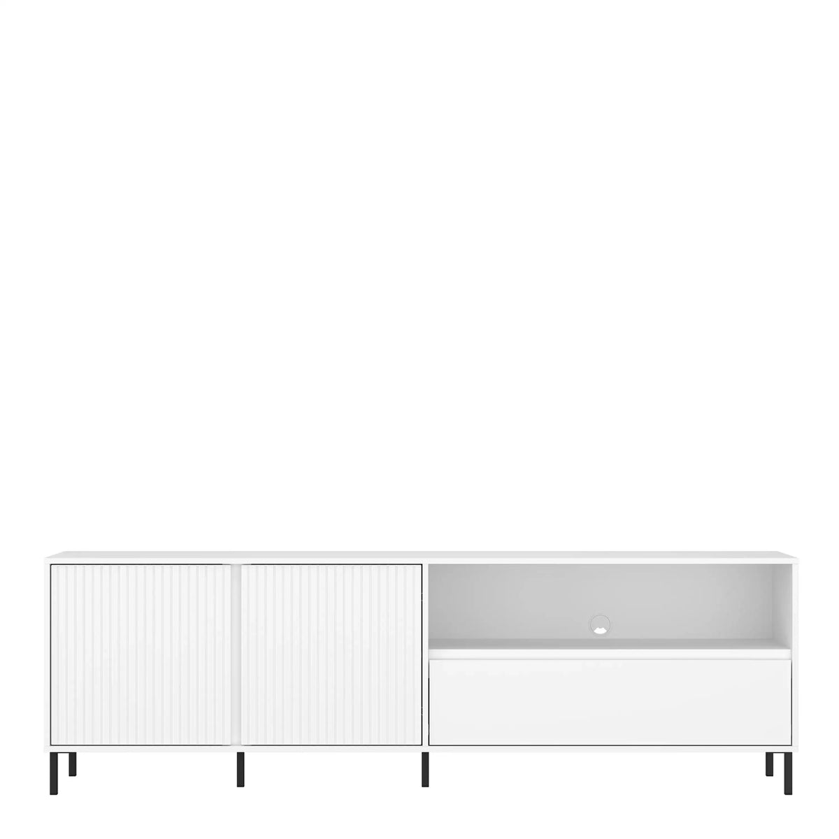 White cabinet with glass panel on a white background Main image