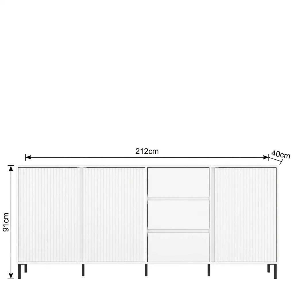 Alpine White High Gloss Sideboard with 3 Doors & 3 Drawers Secondary image