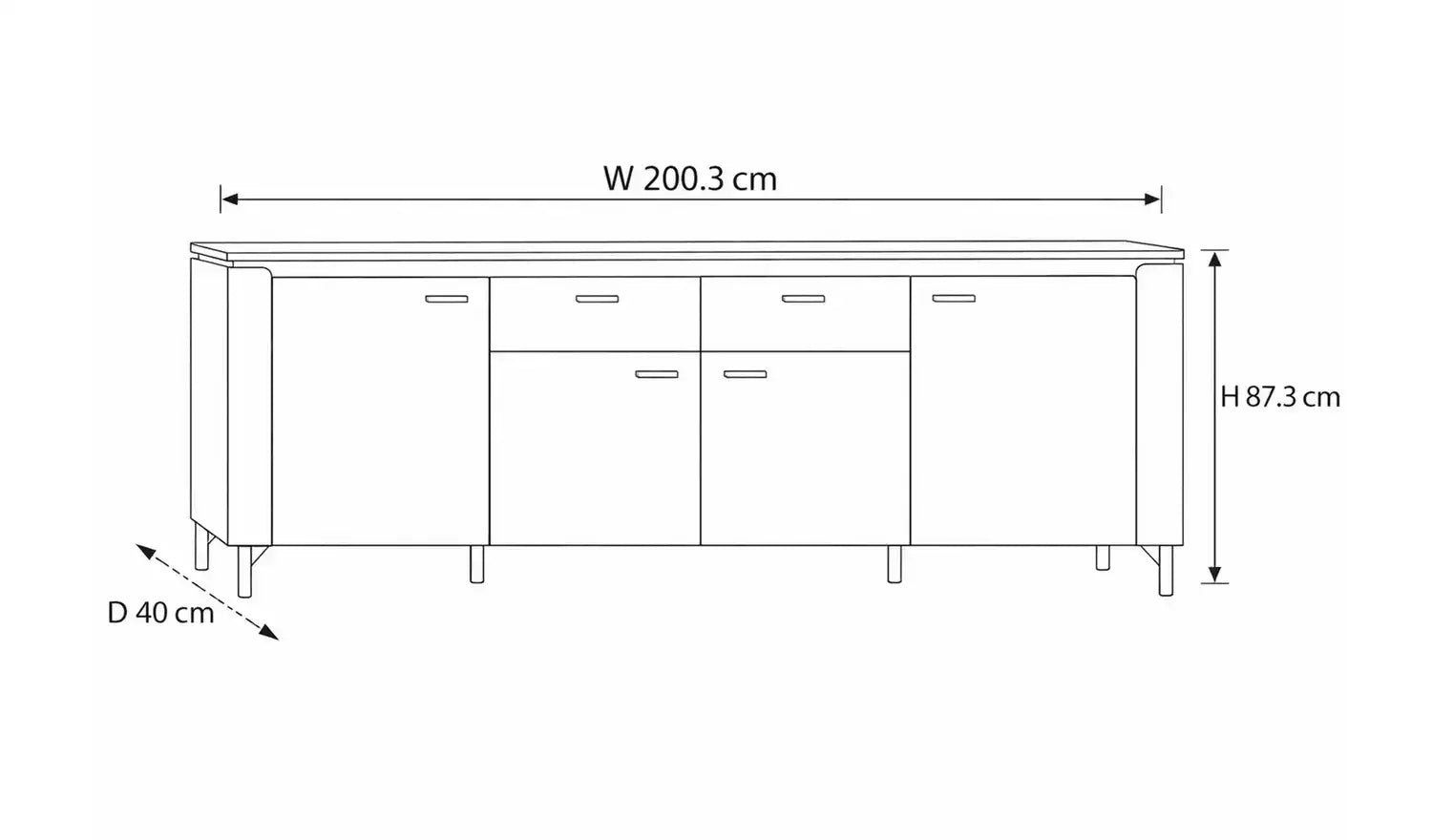 Genoa Sideboard 4 Door 2 Drawer in Black Matt/Gold Secondary image