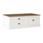 Fir Wood Veneer Top and White Wooden Coffee Table with 3 Drawers | Hardwick - Zalynco