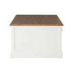 Fir Wood Veneer Top and White Wooden Coffee Table with 3 Drawers | Hardwick - Zalynco