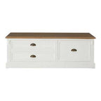 Fir Wood Veneer Top and White Wooden Coffee Table with 3 Drawers | Hardwick - Zalynco