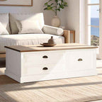 Fir Wood Veneer Top and White Wooden Coffee Table with 3 Drawers | Hardwick
