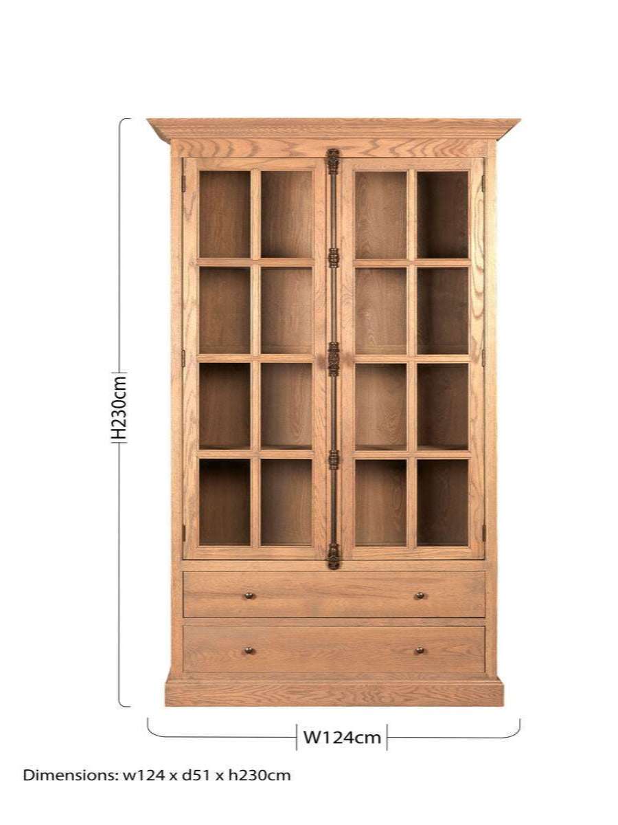 Washed Grey Finish Oak Wood Tall Cabinet | Lyon Secondary image