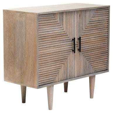 Two Door Greywash Carved Mango Wood Sideboard | Satna Secondary image
