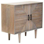 Two Door Greywash Carved Mango Wood Sideboard | Satna