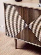 Two Door Greywash Carved Mango Wood Sideboard | Satna