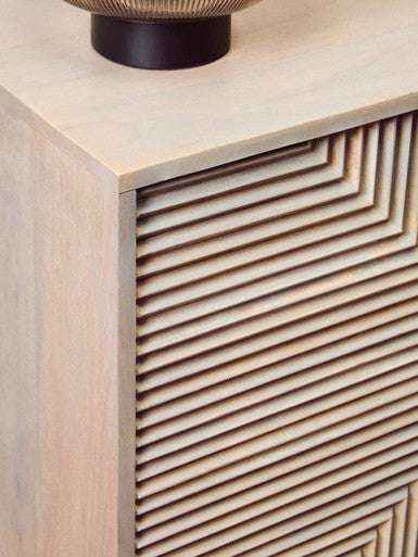 Two Door Greywash Carved Mango Wood Sideboard | Satna