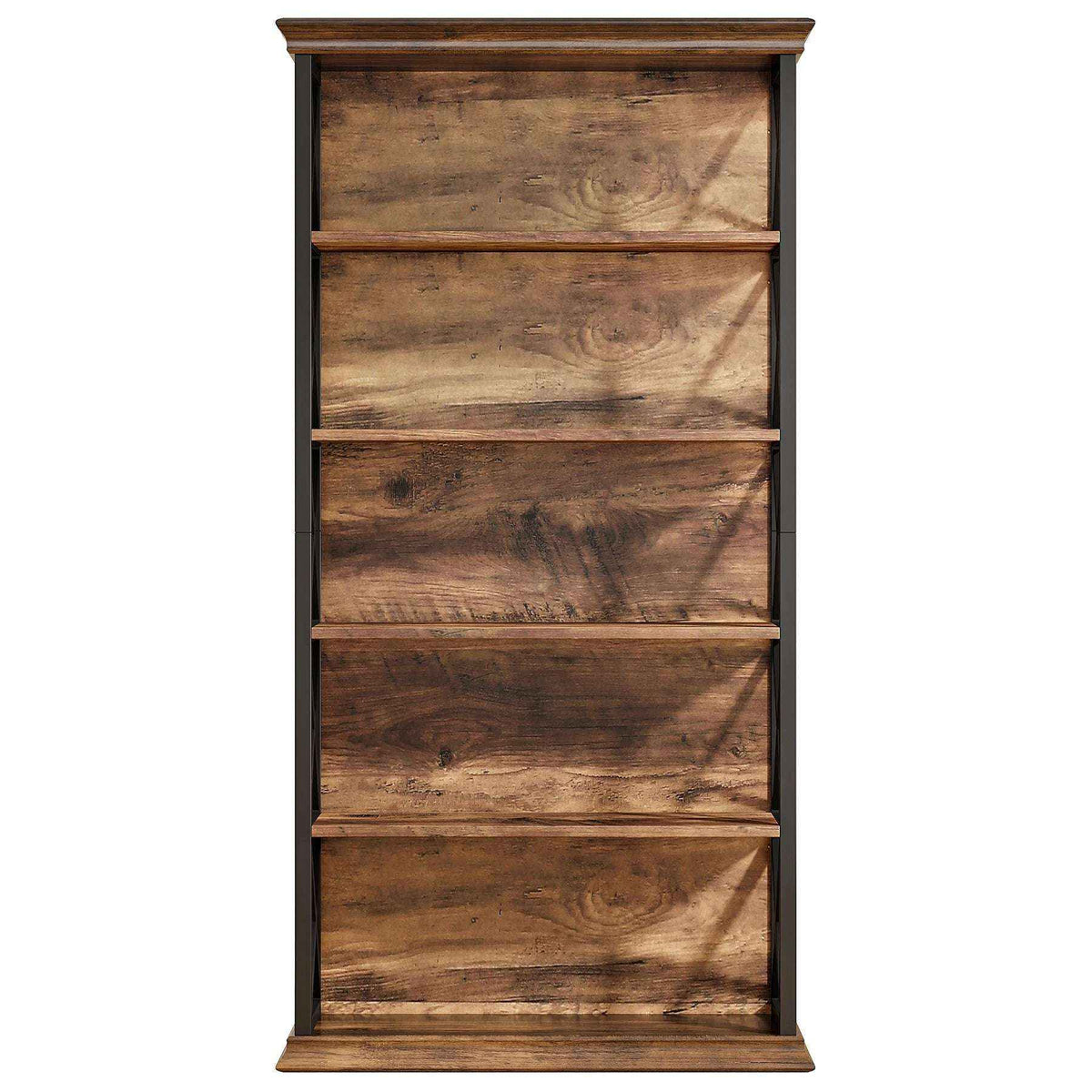 180cm 5-Tier Rustic Industrial  Bookcase - Large Open Shelf Display & Storage Main image