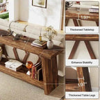 180cm Rustic Walnut Console Table - Entryway & Sofa Table with Geometric Accents
