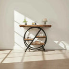 4-Tier Console Table, 100cm Entryway Table with Geometric Metal Frame