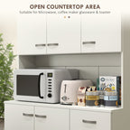 Open countertop area with microwave, toaster, and coffee maker glassware suitable for kitchen setup.