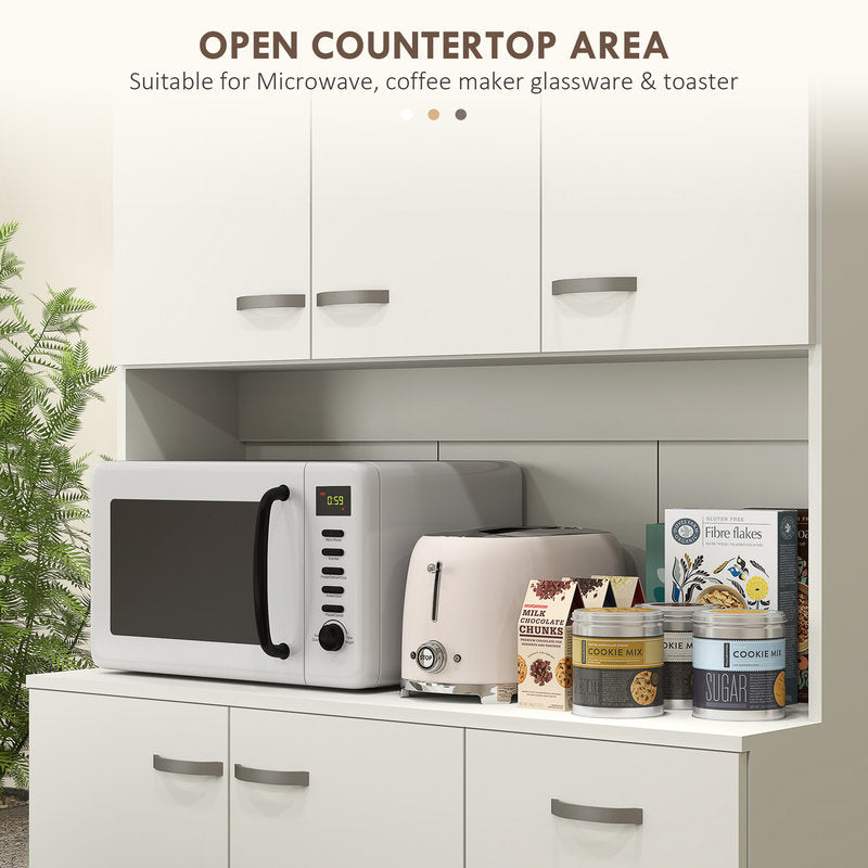 Open countertop area with microwave, toaster, and coffee maker glassware suitable for kitchen setup.
