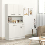Modern kitchen with white cabinets, a coffee machine, and decor elements.