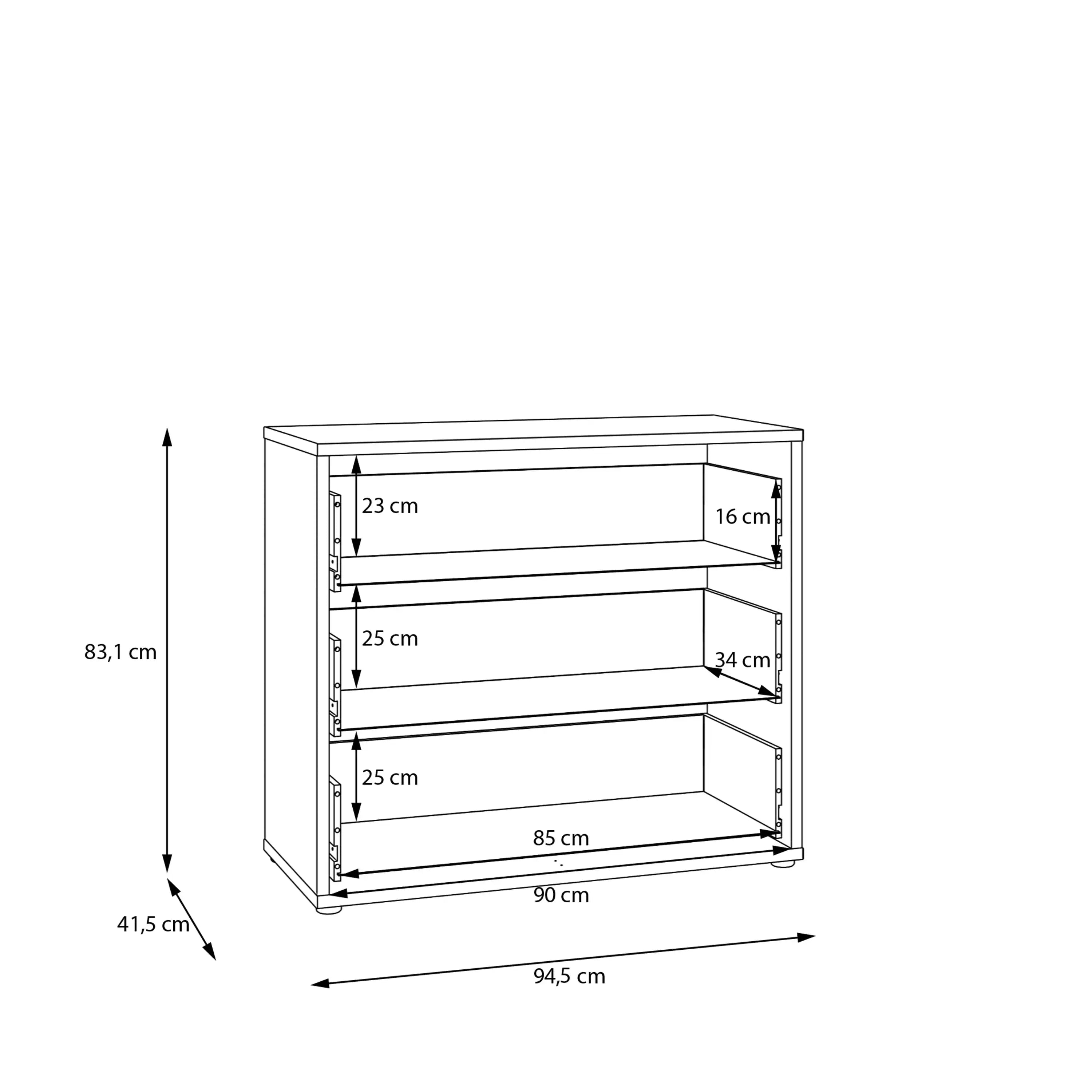 3 Drawer Chest with Push-to-Open Drawers – Oak Effect Secondary image