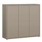 3 Door Shoe Cabinet with Push-to-Open Doors – Taupe