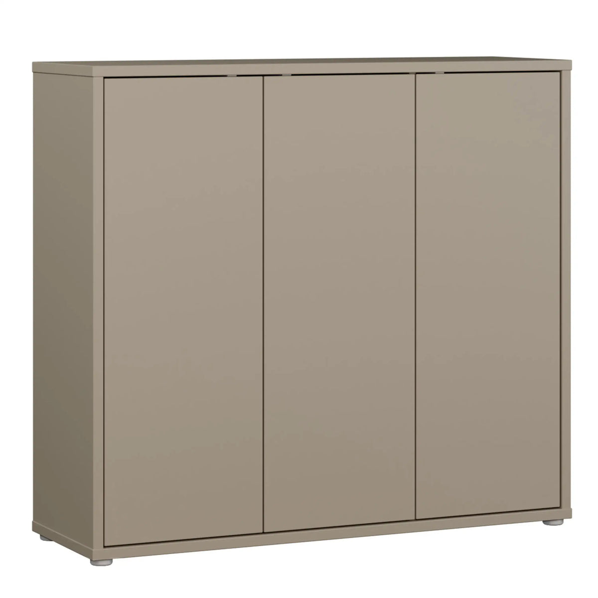 3 Door Shoe Cabinet with Push-to-Open Doors – Taupe